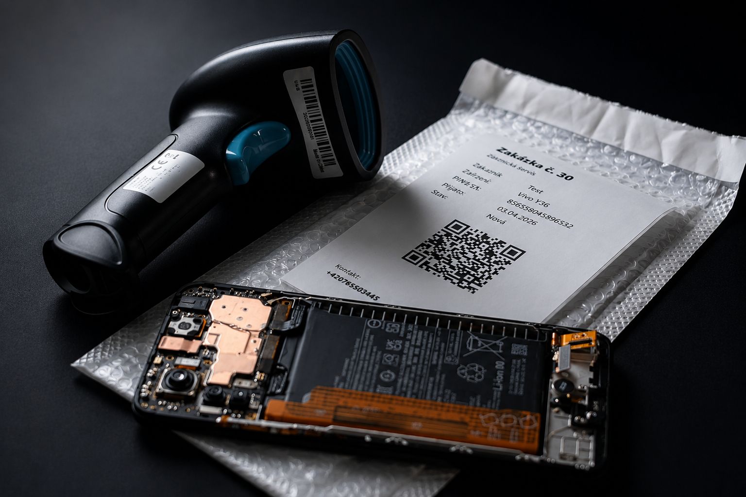 QR štítek pro servisní zakázku